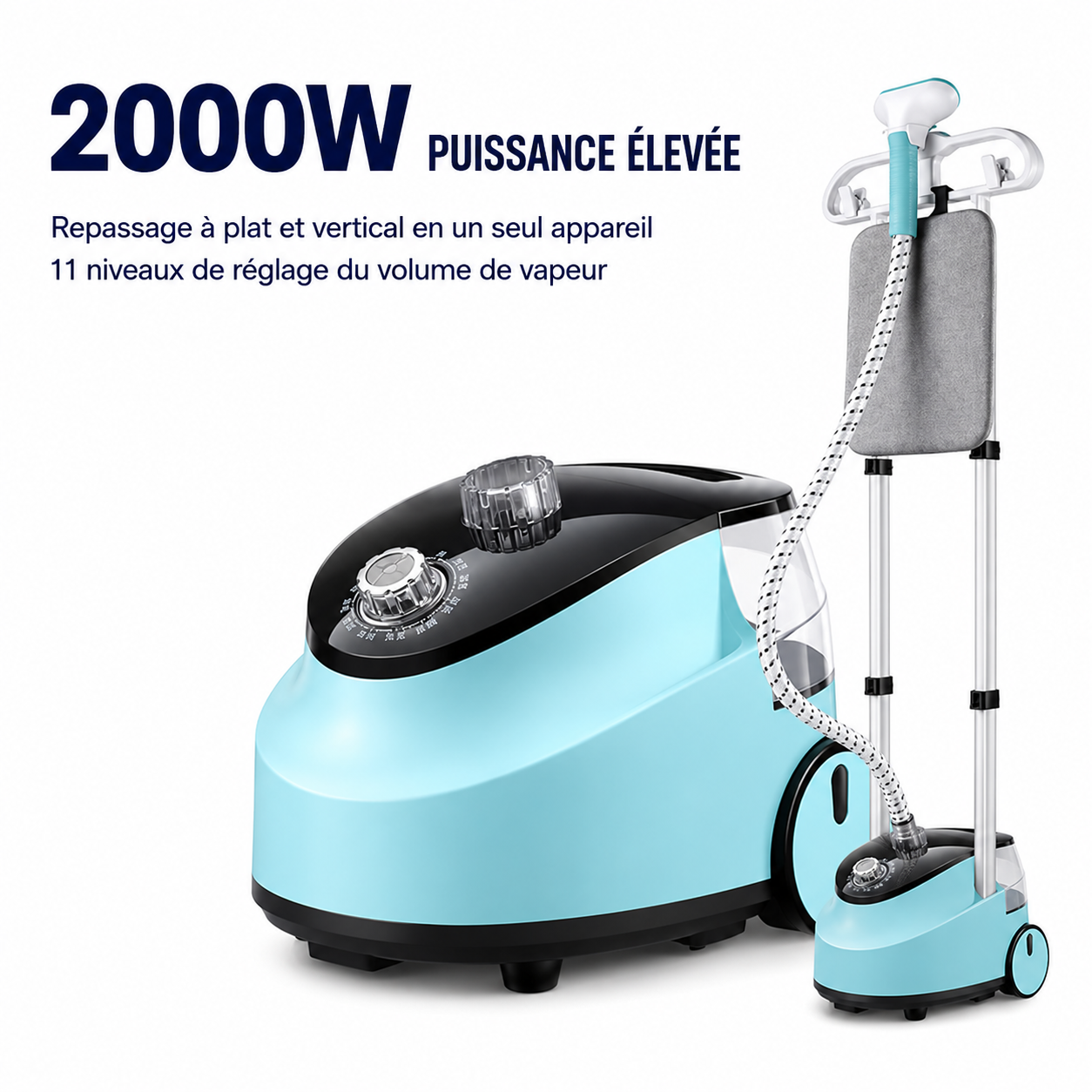 Défroisseur Vapeur Vertical STEAMOWA 2-en-1 2000W Double Barre Réglable