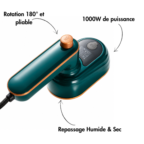 Mini Défroisseur Vapeur Portable Pliable STEAMOWA – Repassage Humide et Sec Rotatif 180°