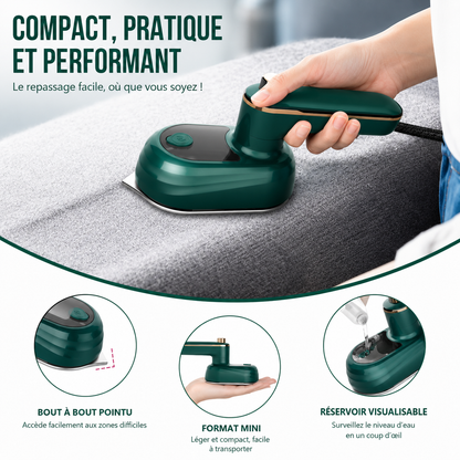Mini Défroisseur Vapeur Portable Pliable STEAMOWA – Repassage Humide et Sec Rotatif 180°